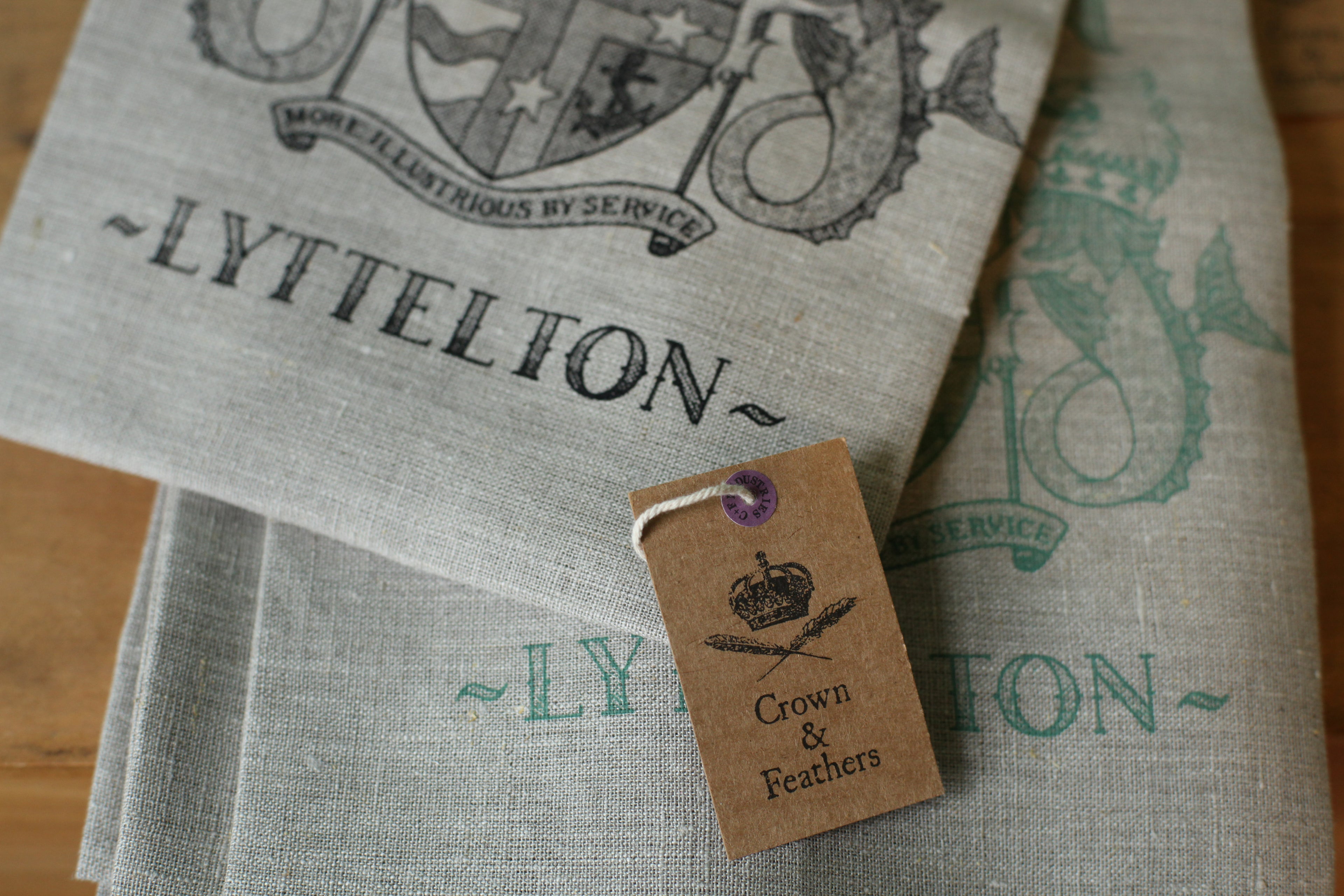 Crown & Feathers Lyttelton Crest Linen Tea Towel