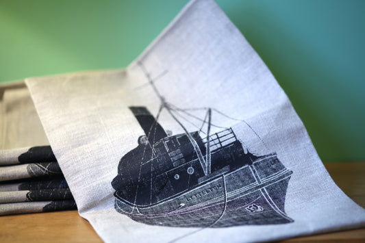 Lyttelton Tug Boat Linen Tea Towel - Crown & Feathers
