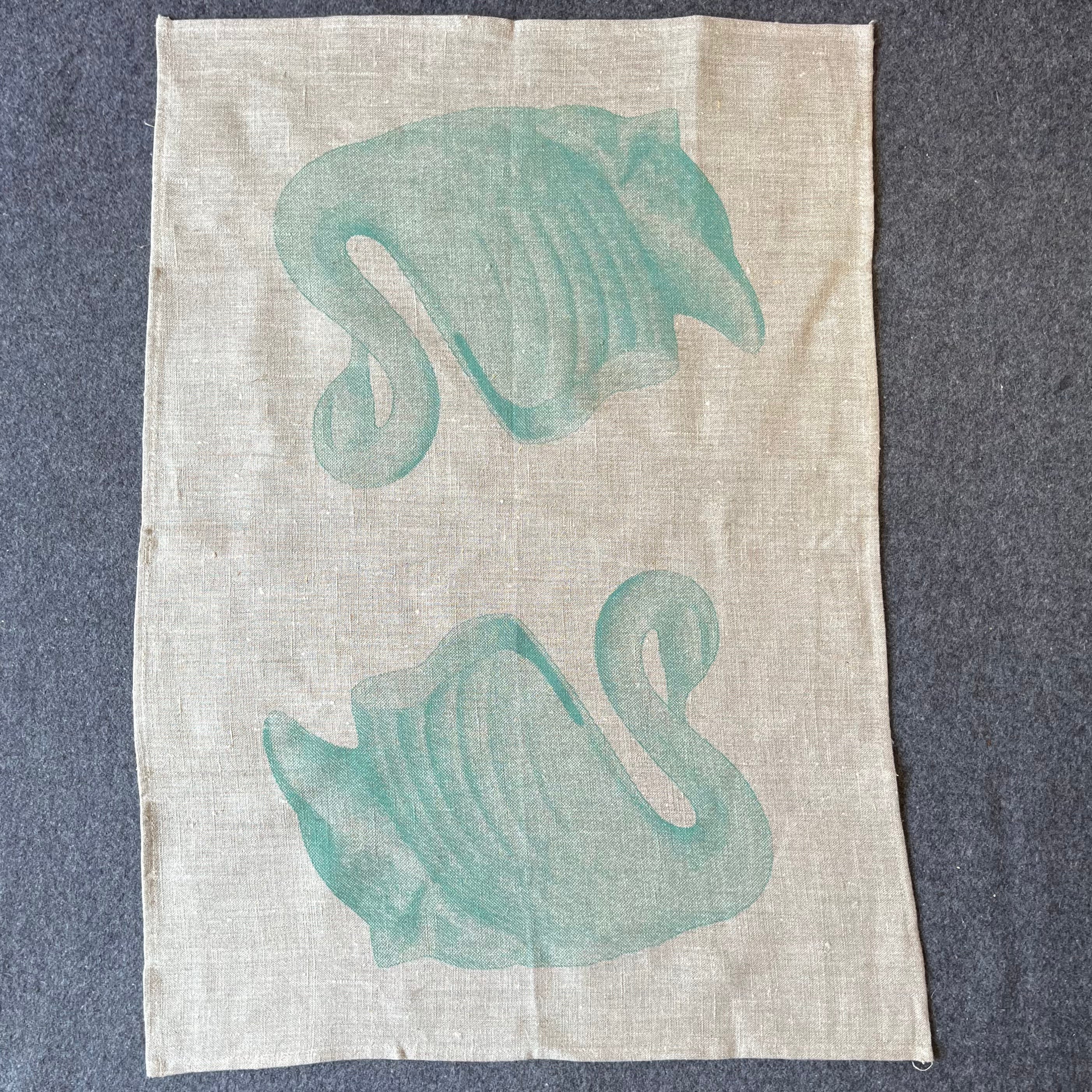 Crown & Feathers Linen Tea Towel - Swan