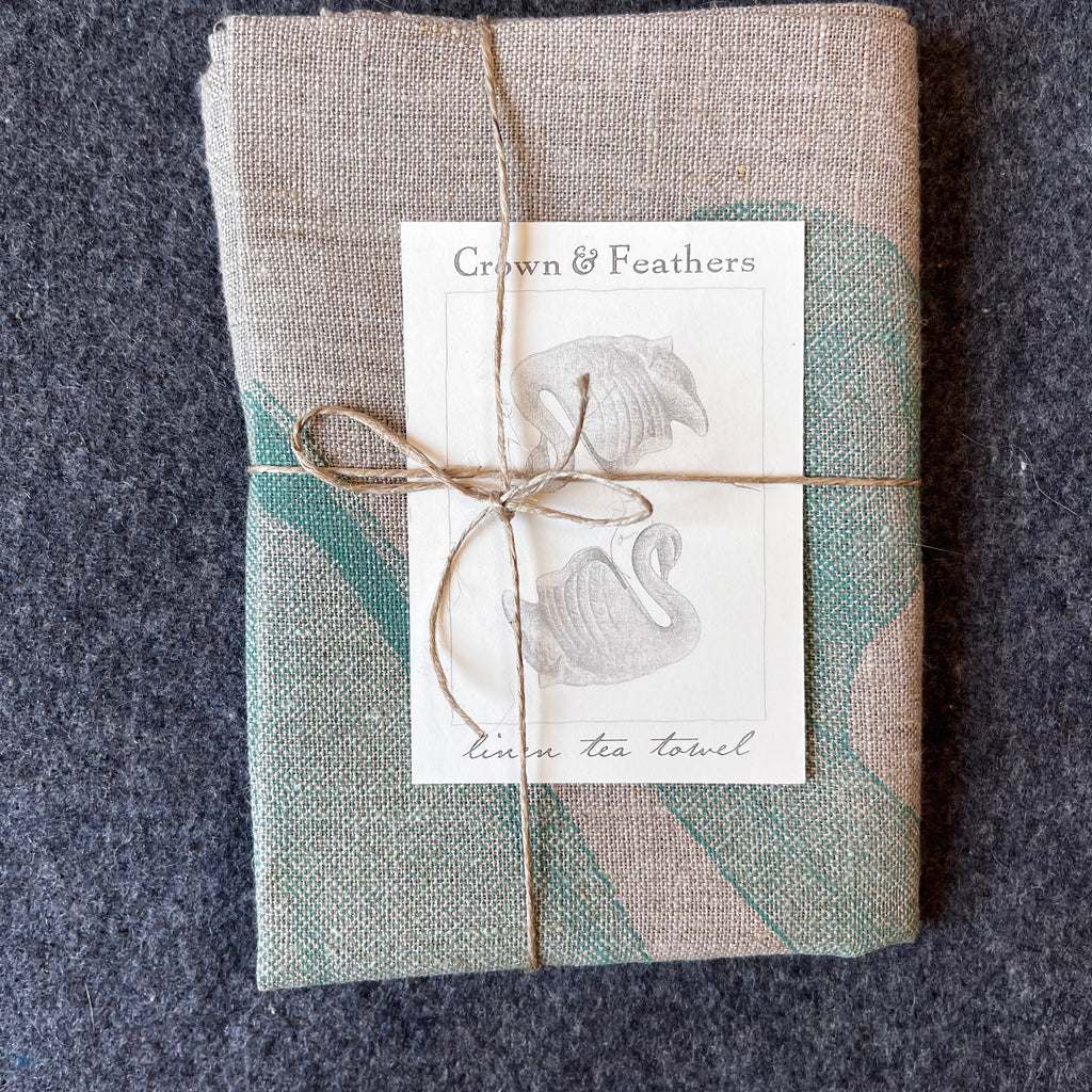Crown & Feathers Linen Tea Towel - Swan