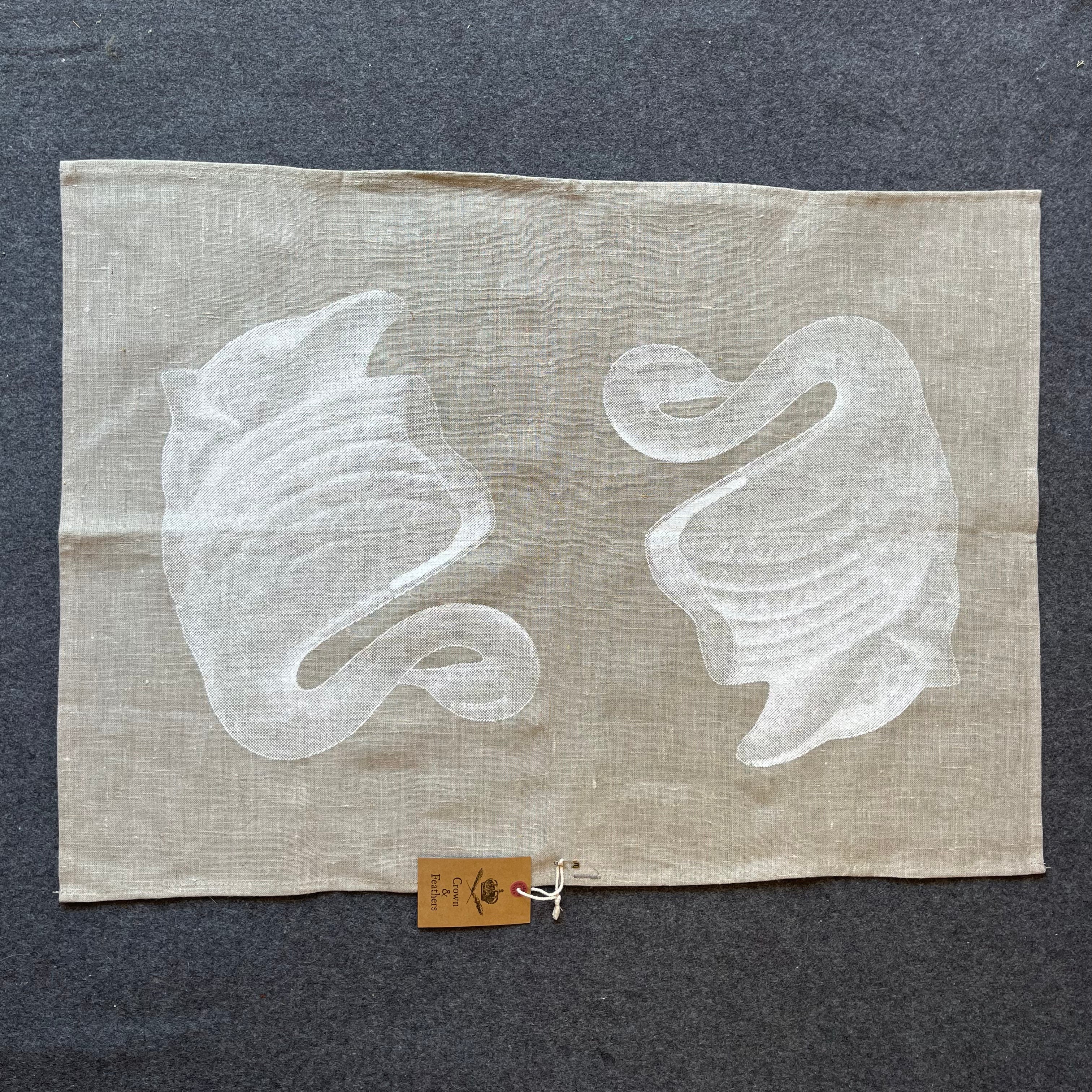 Crown & Feathers Linen Tea Towel - Swan